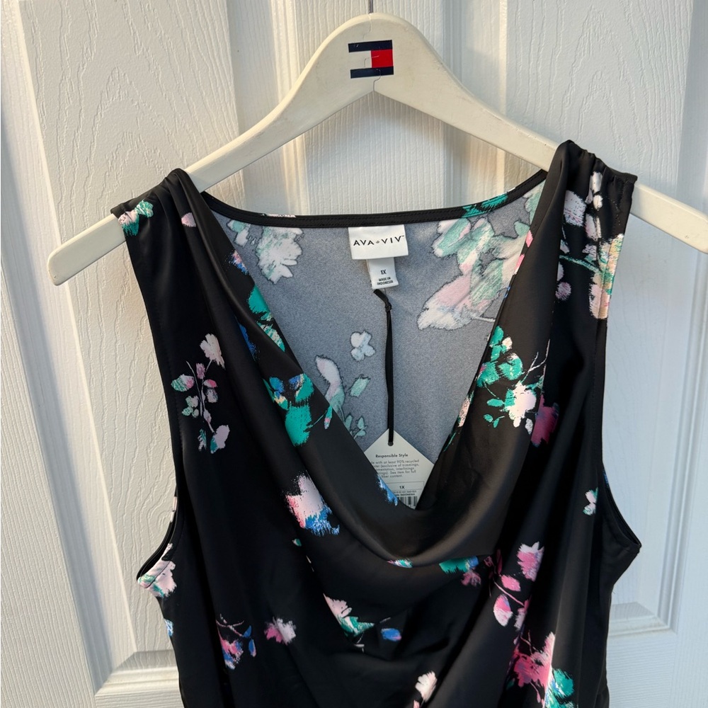 Ava & Viv Black Dress with Floral Accents